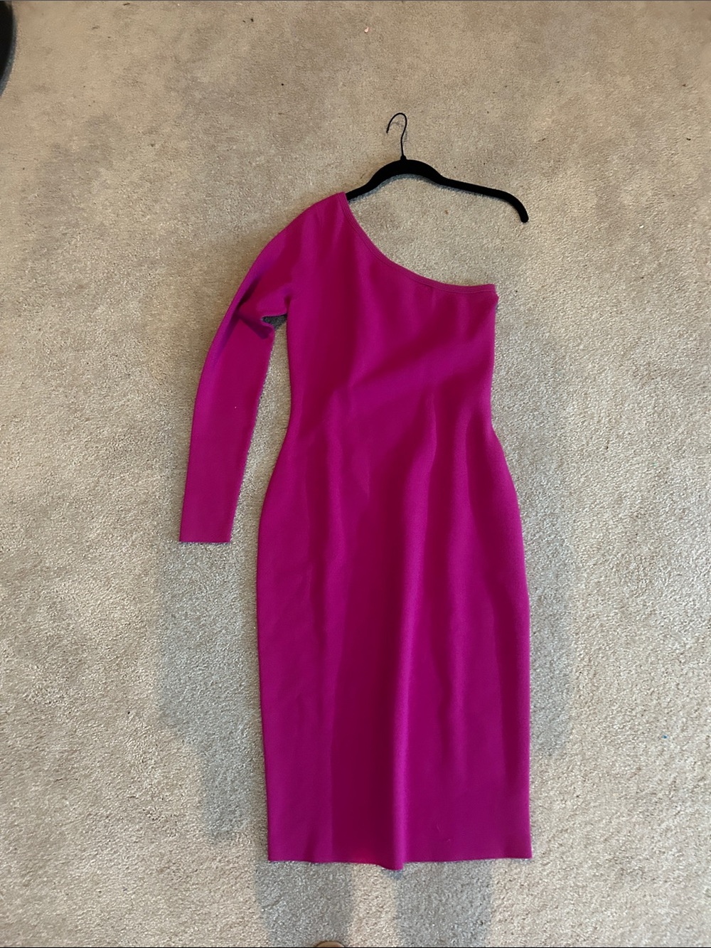 Diane Von Furstenberg One-Shoulder Hot Pink Sheath Dress